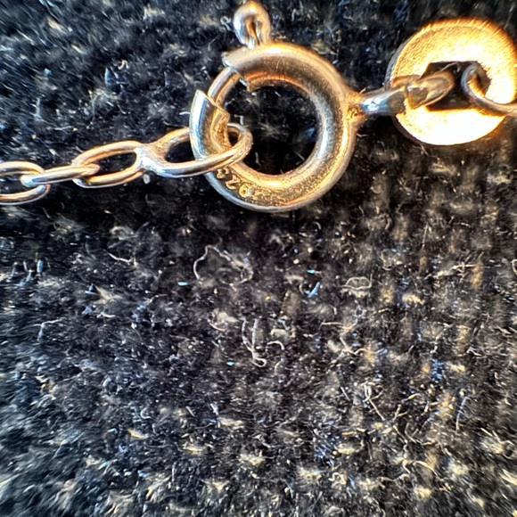 Sterling Silver /gold circle necklace with gold braid - Picture 6 of 8